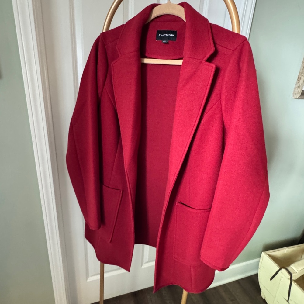 41 Hawthorn Red Open-Front Heavy Blazer Jacket